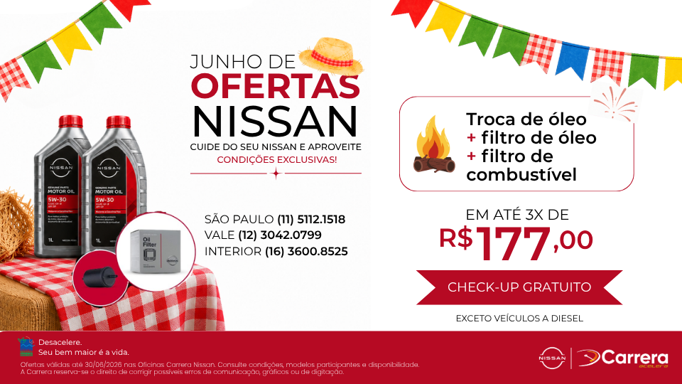 TROCA DE ÓLEO + FILTRO DE ÓLEO + FILTRO DE COMBUSTÍVEL