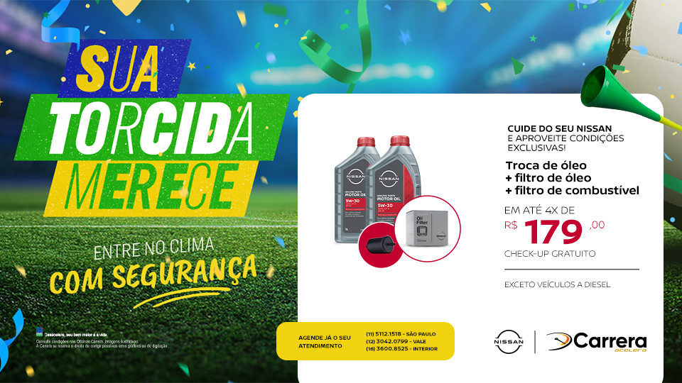 TROCA DE ÓLEO + FILTRO DE ÓLEO + FILTRO DE COMBUSTÍVEL