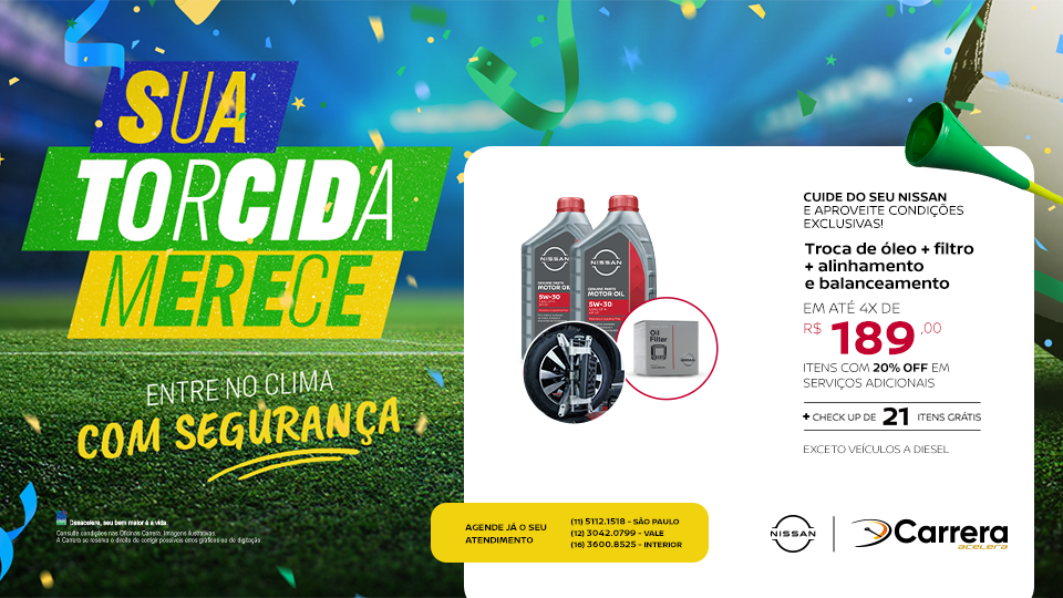 TROCA DE ÓLEO + FILTRO + ALINHAMENTO E BALANCEAMENTO