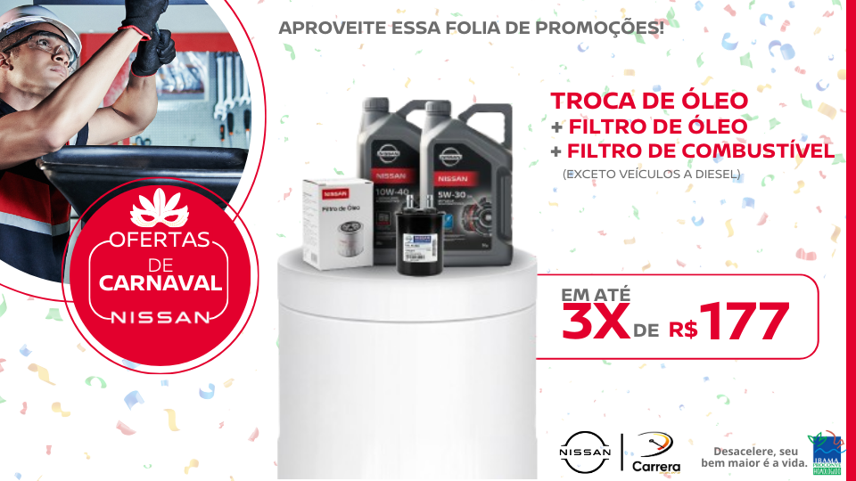 TROCA DE ÓLEO + FILTRO DE ÓLEO + FILTRO DE COMBUSTÍVEL