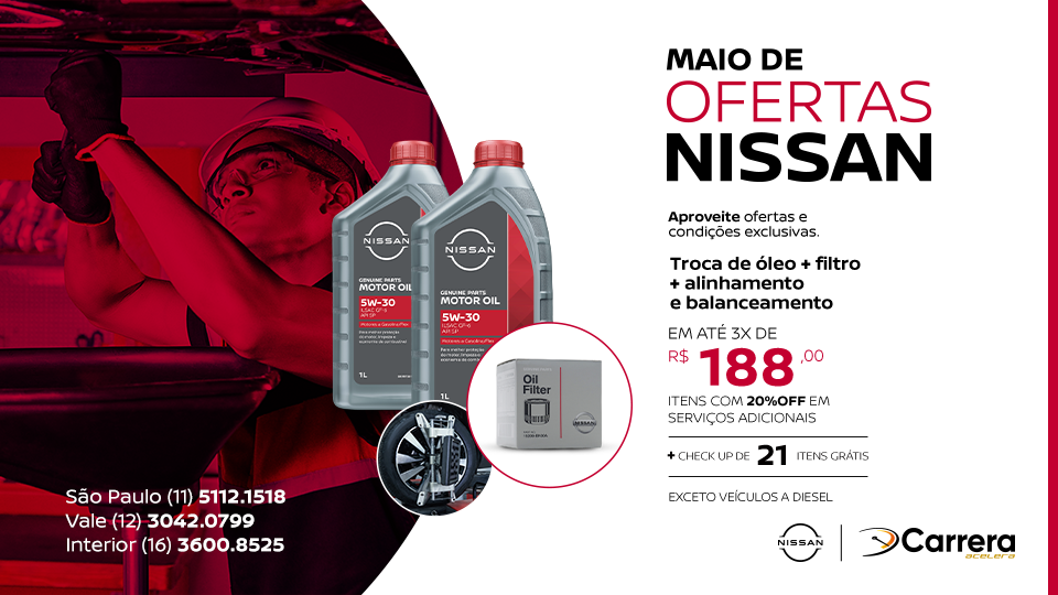 TROCA DE ÓLEO + FILTRO + ALINHAMENTO E BALANCEAMENTO