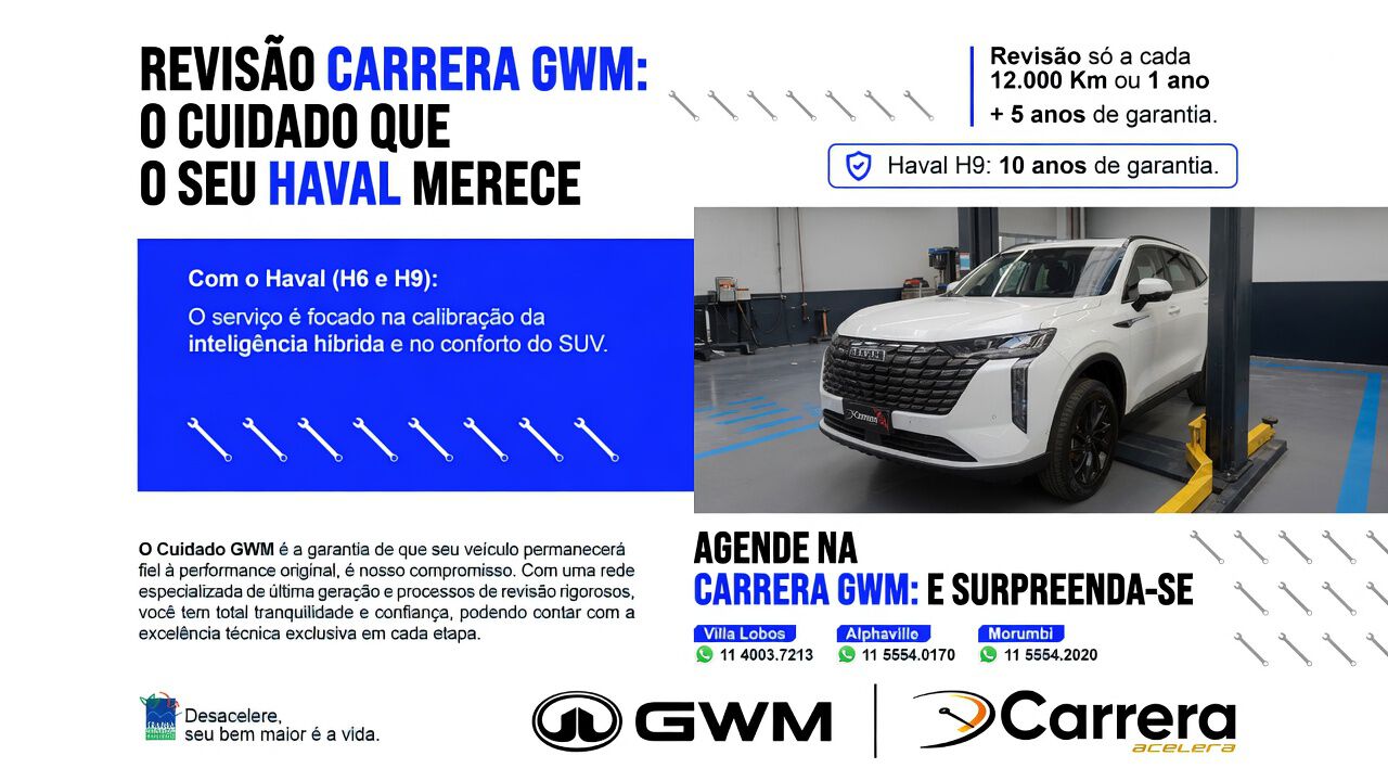 REVISÃO HAVAL PROGRAMADA REALIZADA A CADA 12.000 KM OU 1 ANO.