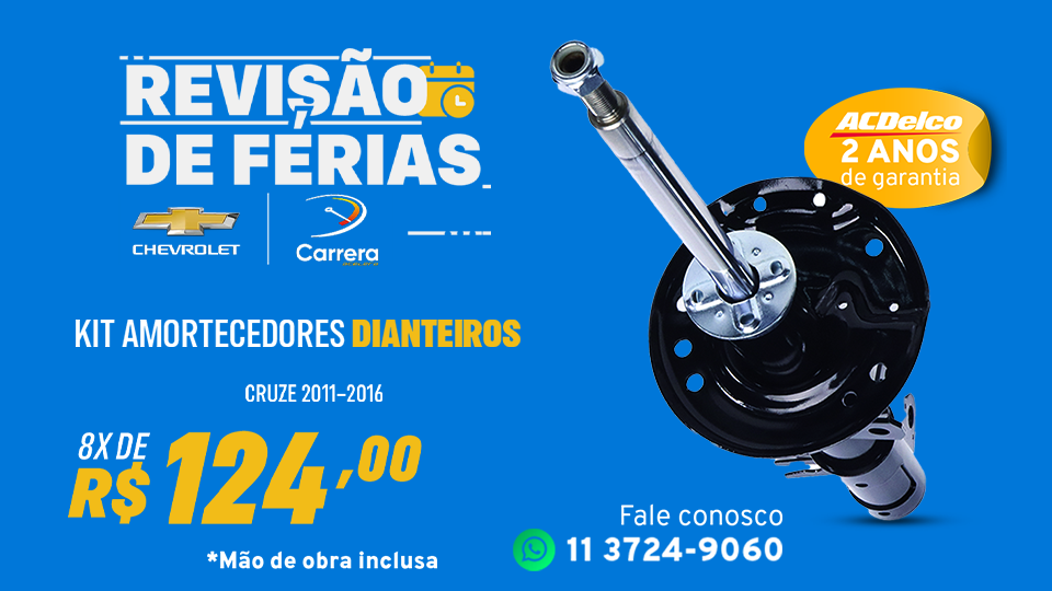 KIT DE AMORTECEDORES DIANTEIROS COM INSTALAÇÃO INCLUSA EM 8× DE R$ 124,00.