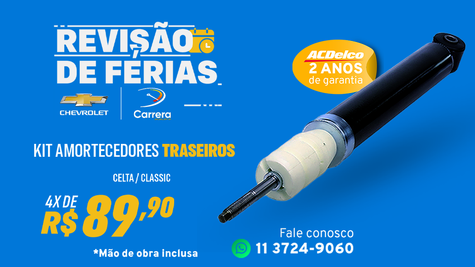 KIT DE AMORTECEDORES TRASEIROS COM INSTALAÇÃO INCLUSA EM 4× DE R$ 89,90 (UNIDADE).