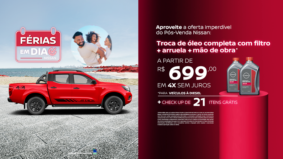 TROCA DE ÓLEO COMPLETA PARA LINHA DIESEL A PARTIR DE R$ 699 EM ATÉ 4X SEM JUROS + CHECK-UP GRATUITO DE 21 ITENS INCLUÍDO.